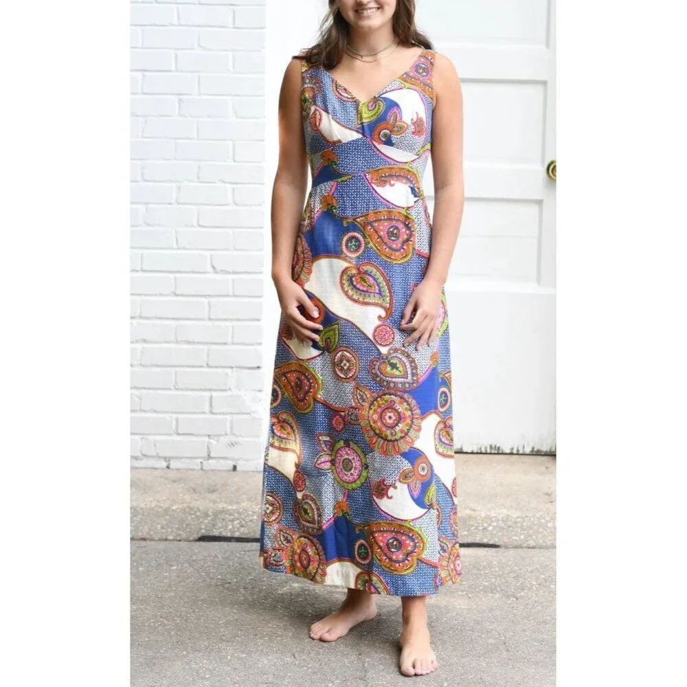 Vintage Dresses | Vintage Sears Hawaiian Maxi Dress 60s 70s Paisley Retro Funky Hippie Cotton S | Color: Blue/White | Size: S | Scdawg92's Closet Vintage Dresses | Vintage Sears Hawaiian Maxi Dress 60s 70s Paisley Retro Funky Hippie Cotton S | Color: Blue/White | Size: S | Scdawg92's Closet